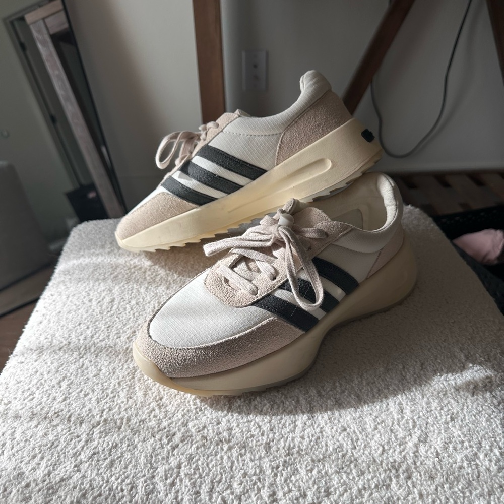 Adidas Fear of God Collab Cream and Black Sneakers